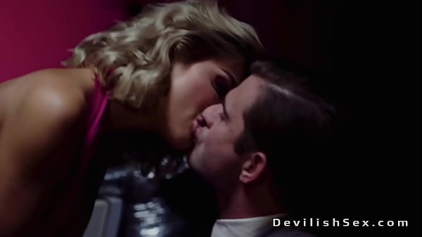 Dude fucks sexy blonde babe in black stockings
