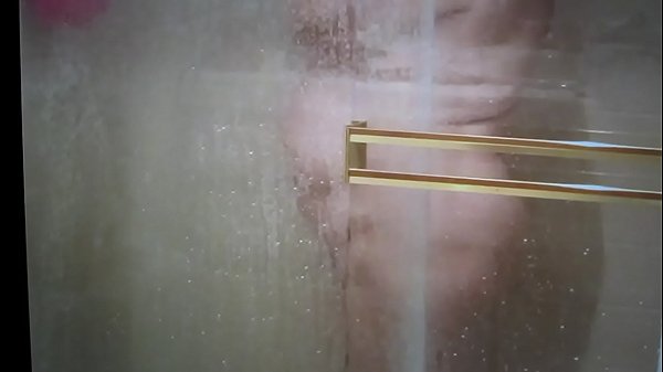 big tit showering