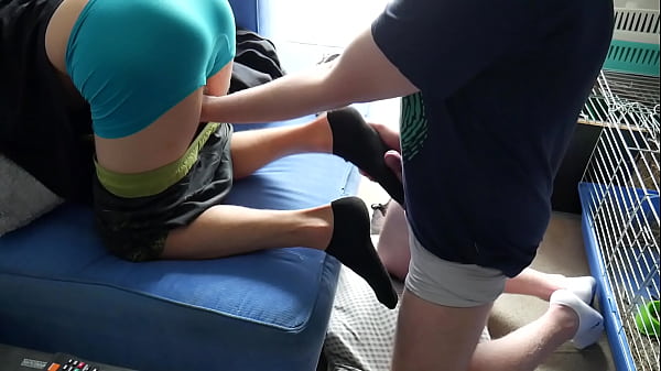 Back home in a hot day, Alex gave me his feet t...