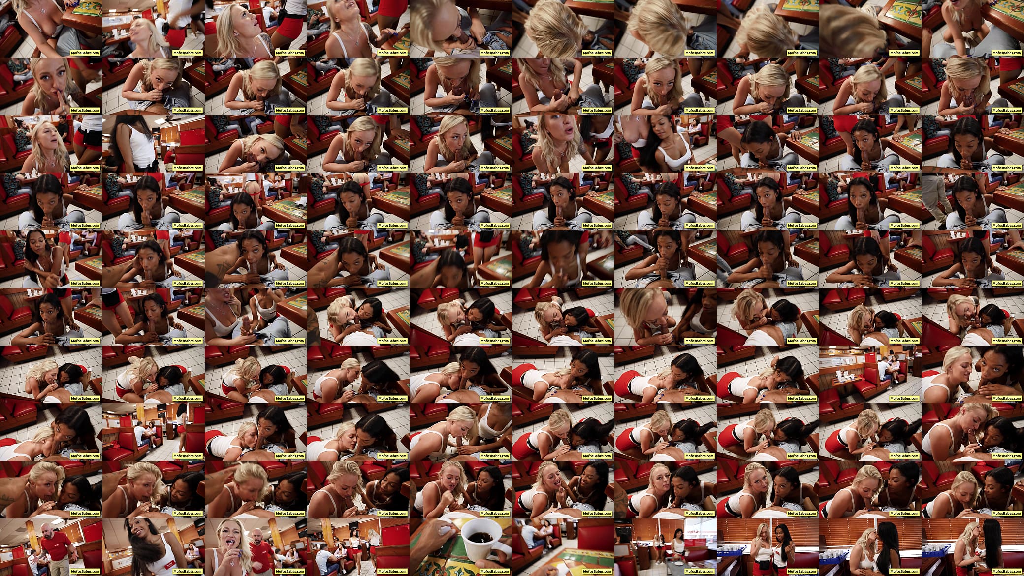 Two sexy and horny big tit waitresses share huge cock in public diner - Elana Bunnz, Eden West, Derek Savage 预览图