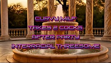 Curvy MILF gets 2 Cocks after Party Interracial Threesome
