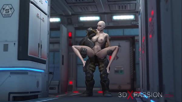 Download Video - 3d monster plays with a young woman in the Mars base camp