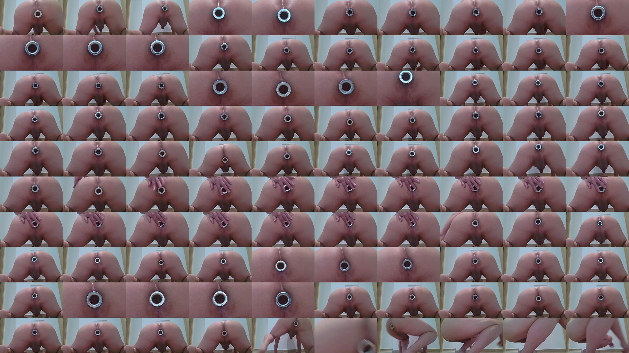Asian boy inserting huge steel anal tunnel plug 预览图