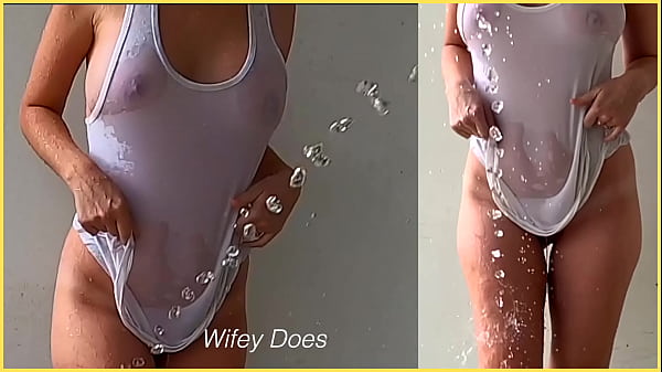 SAMPLE - Amazing wife flashes amazing wet braless tits