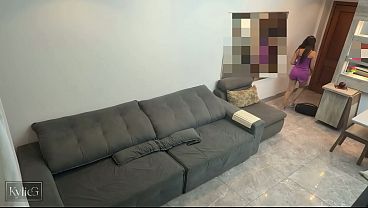Security camera catches woman cheating on her husband.