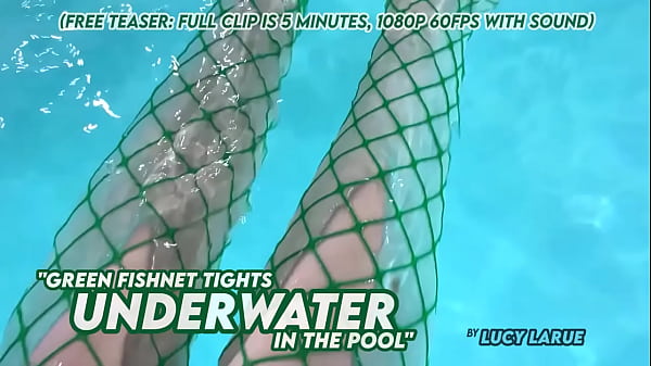 Green Fishnet Tights Underwater in the Pool