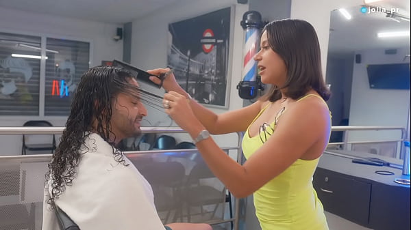 Slutty Latina stylist seduces her favorite client and fucks him during his hair cut