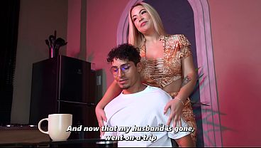 After some time apart, a busty stepmother reunites with her stepson. Guess what happened?