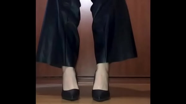 Trying on new leather