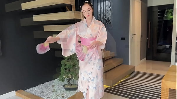 Fucked Blue-eyed Geisha in All Poses and Cum in her Mouth POV