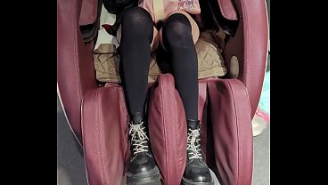 Accidental Panty Flash on an Outdoor Massage Chair  【Kisscat69】 | Public Tease Moment