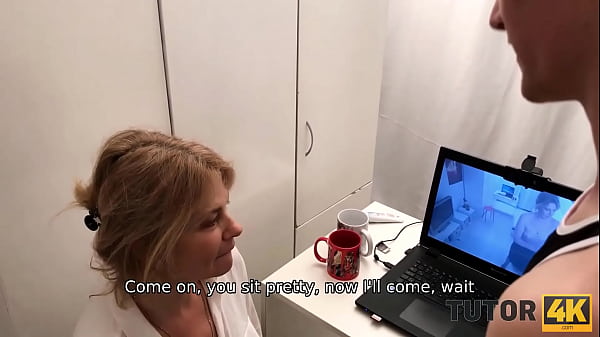 TUTOR4K. Blonde tutor lured into quick sex with her excited disciple