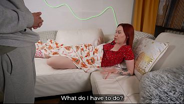 Step Son as Santa Tricks Step Mom on New Year's Couch - Creampie for Huge Tits Wish!