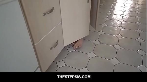 Brunette tiny teen stepsister Izzy Lush gets fucked hard in the kitchen by her horny step brother POV