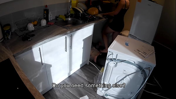 Sex Associates - Horny wife seduces a plumber in the kitchen while her husband at work.