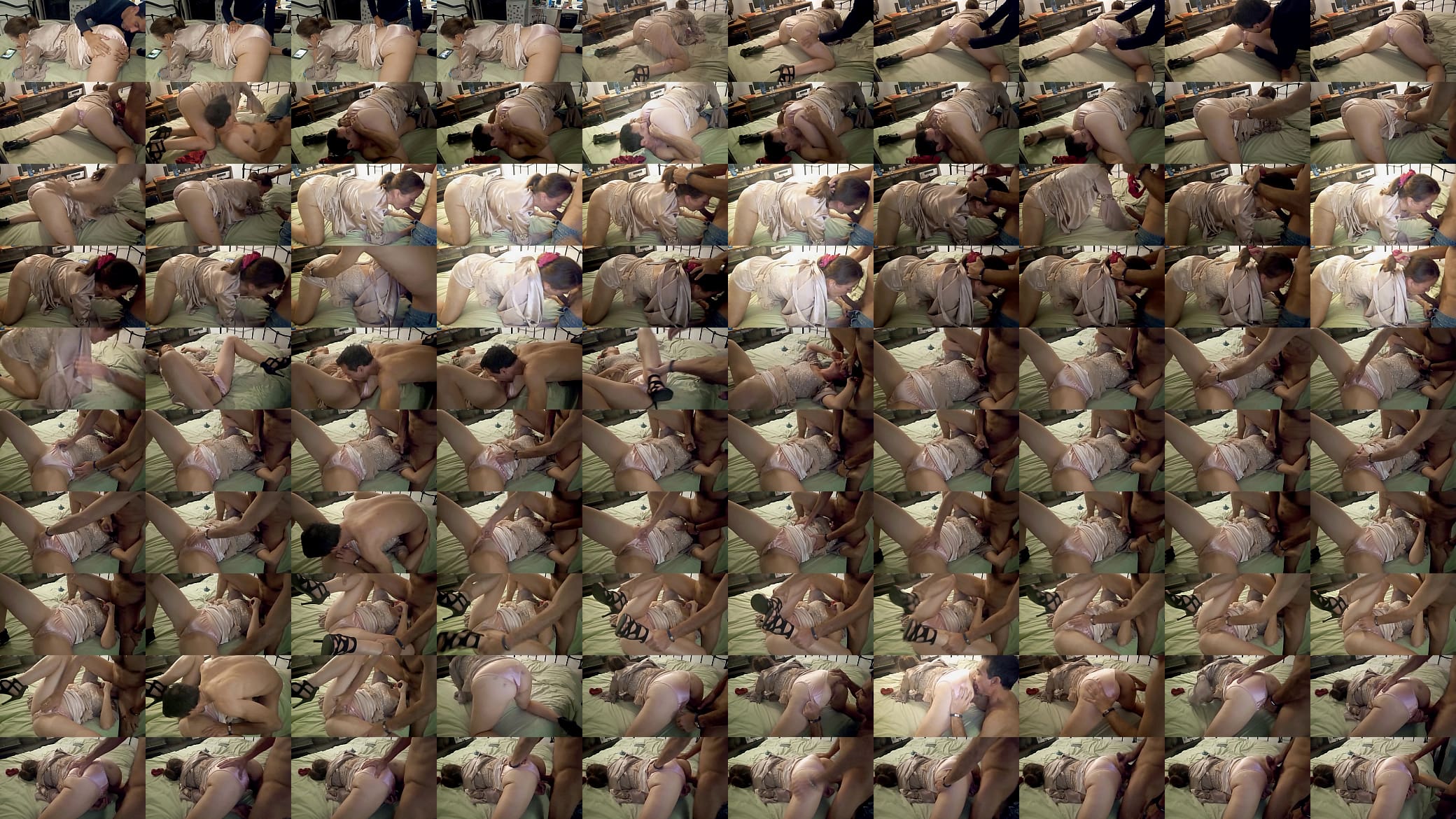 964 (Bis) - Amateur White Slut, Satin Rose Thong, Heels, Blowjob, POV, Doggy Style, Rimming 预览图