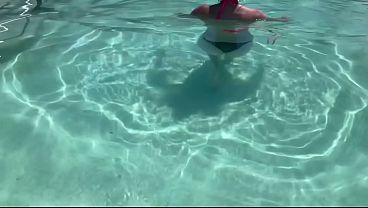 Italian big tits Milf Artemisia Love hot bikini at the pool outdoor