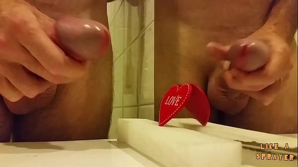 Download Video - Jerking off on a heart shaped love&comma; cumshot a lot of cum from a big cock by an handjob&period;