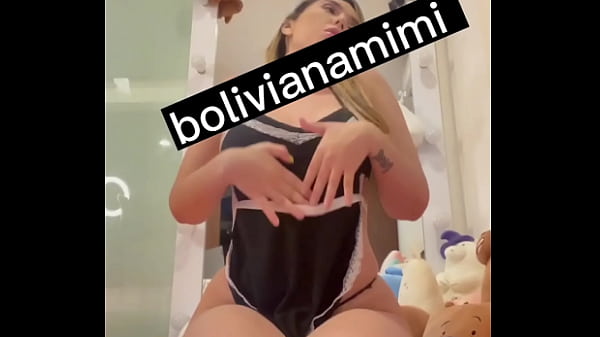 Look how this maid is doing a striptease .. and playing with a thick dildo Full video on  bolivianamimi.tv