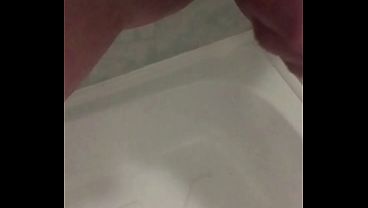 Brunette pissing during her period standing change pad showing dirty pussy and dirty pad
