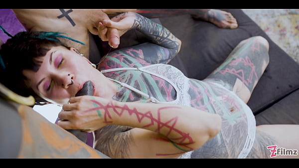 Rough backdoor wrecking for tattooed girl—DP action and messy ATM