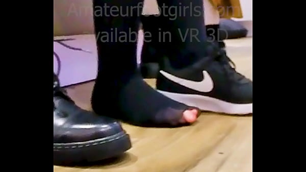 Stinky nylons wiht hole stinky boots and airs her dirty black nylon wiht hole feet stinky feet nylon