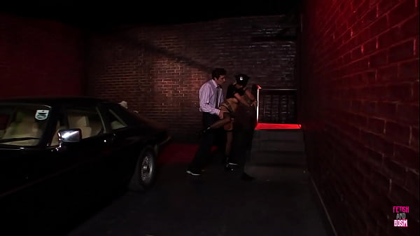 This sexy blonde police officer arrested a guy and banged him in the dark alley