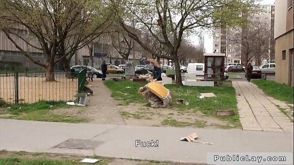 Blonde Hungarian amateur bangs big dick outdoors