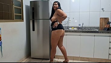 Leather skirt and creampie in the kitchen - Take your load!