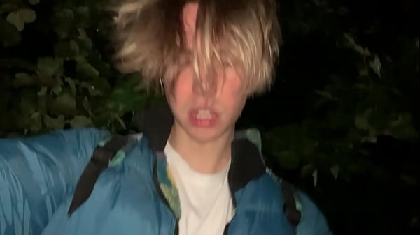 Boy Public masturbation at night on the beach n...