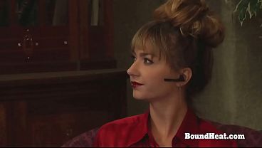 Tight Blonde Lesbian Slave Swallows Strapon And Masturbates Hard