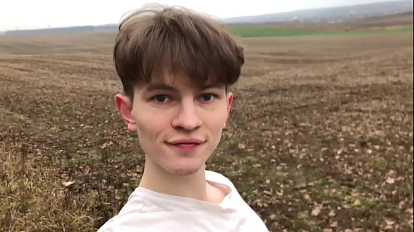 Young Cute Boy Stroking Real Big Dick Outdoor /...