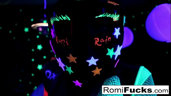 Romi Rain & Dani lesbian black-light fun