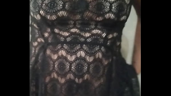 In transparent dress