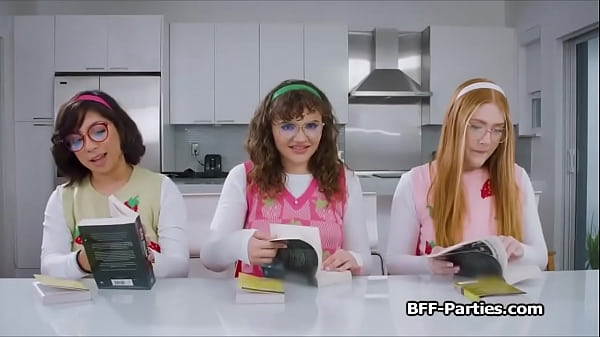 Book club foursome with nerdy girlfriends