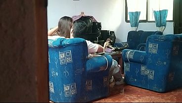 I discover my stepsister: They get hot and heavy with her boyfriend in the living room and end up having sex, I RECORDED IT ALL.