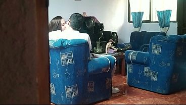 I discover my stepsister: They get hot and heavy with her boyfriend in the living room and end up having sex, I RECORDED IT ALL.