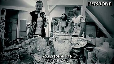 Blonde Babe Teases Artist in His Messy Studio... Watch What Happens When the Brushes Drop