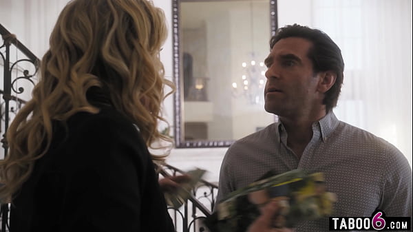 Bisexual blonde surprized by BF when he invited her college friend over